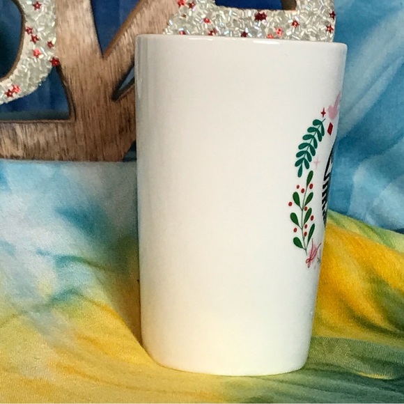 Starbucks Holiday Motif Mermaid Pink Doves Holly Tall Coffee Mug Cup 12 oz - Picture 4 of 12
